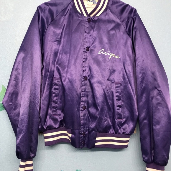 Vintage Arizona Chalk Line Purple Satin Jacket 💜🔥 - Picture 2 of 8